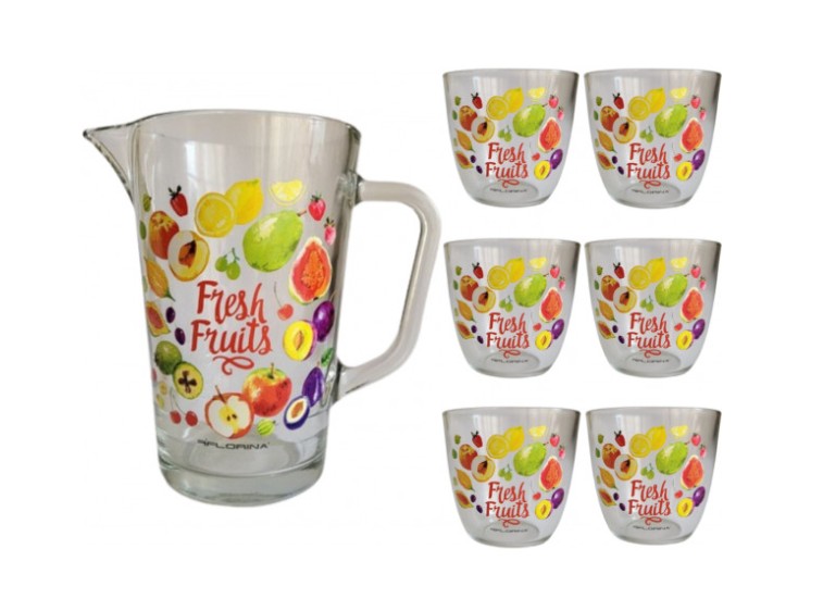 Питний набір Florina 3K8109_F Fruits (глечик 1л + 6 склянок по 300мл)