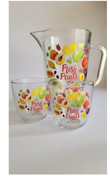 Питний набір Florina 3K8109_F Fruits (глечик 1л + 6 склянок по 300мл)