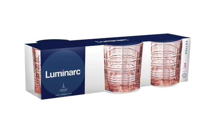 Склянка LUMINARC ДАЛЛАС РОЖЕВИЙ /НАБІР/ 3X300 мл низк.