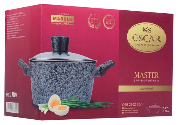 Каструля OSCAR MASTER глибока алюмінієва 20 см (3.7 л) з кришкою